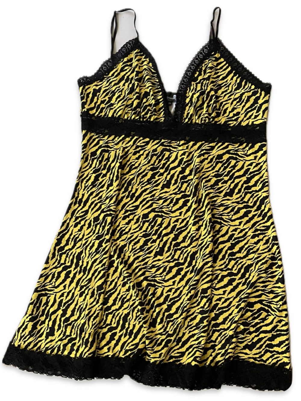 Sourpuss Yellow Zebra print slip dress spaghetti straps Punk Goth Rockabilly 2X
